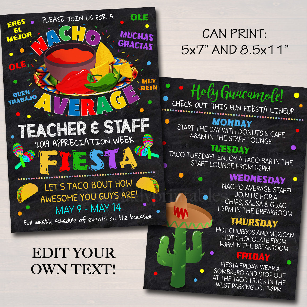 Fiesta Theme Nacho Average Teacher Appreciation Week Itinerary Invite ...