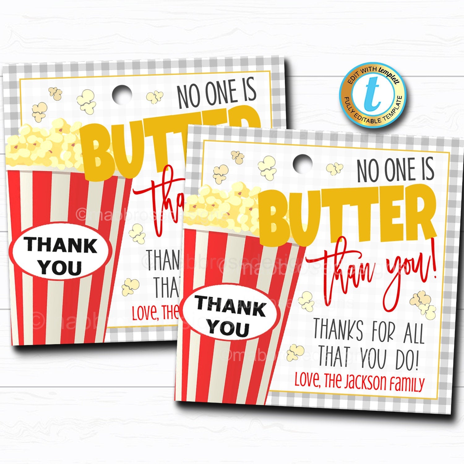 Popcorn Gift Tag - Volunteer Teacher Staff Employee Appreciation ...