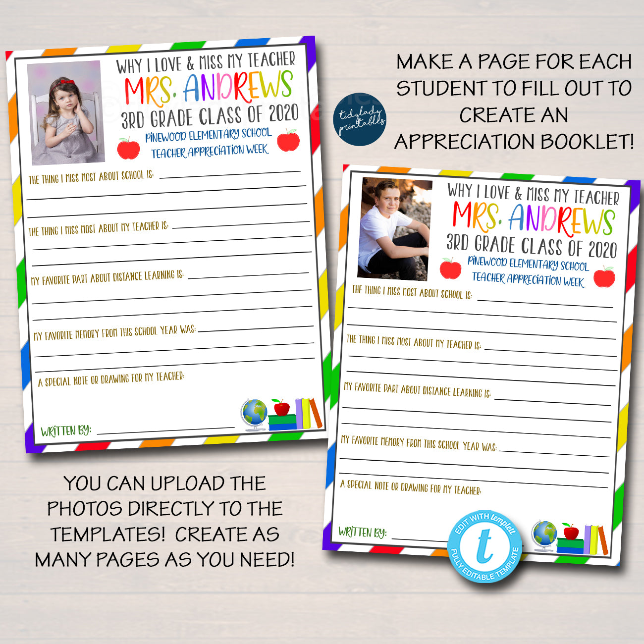 All About My Teacher Appreciation Week Gift Booklet Set - Templett Shop
