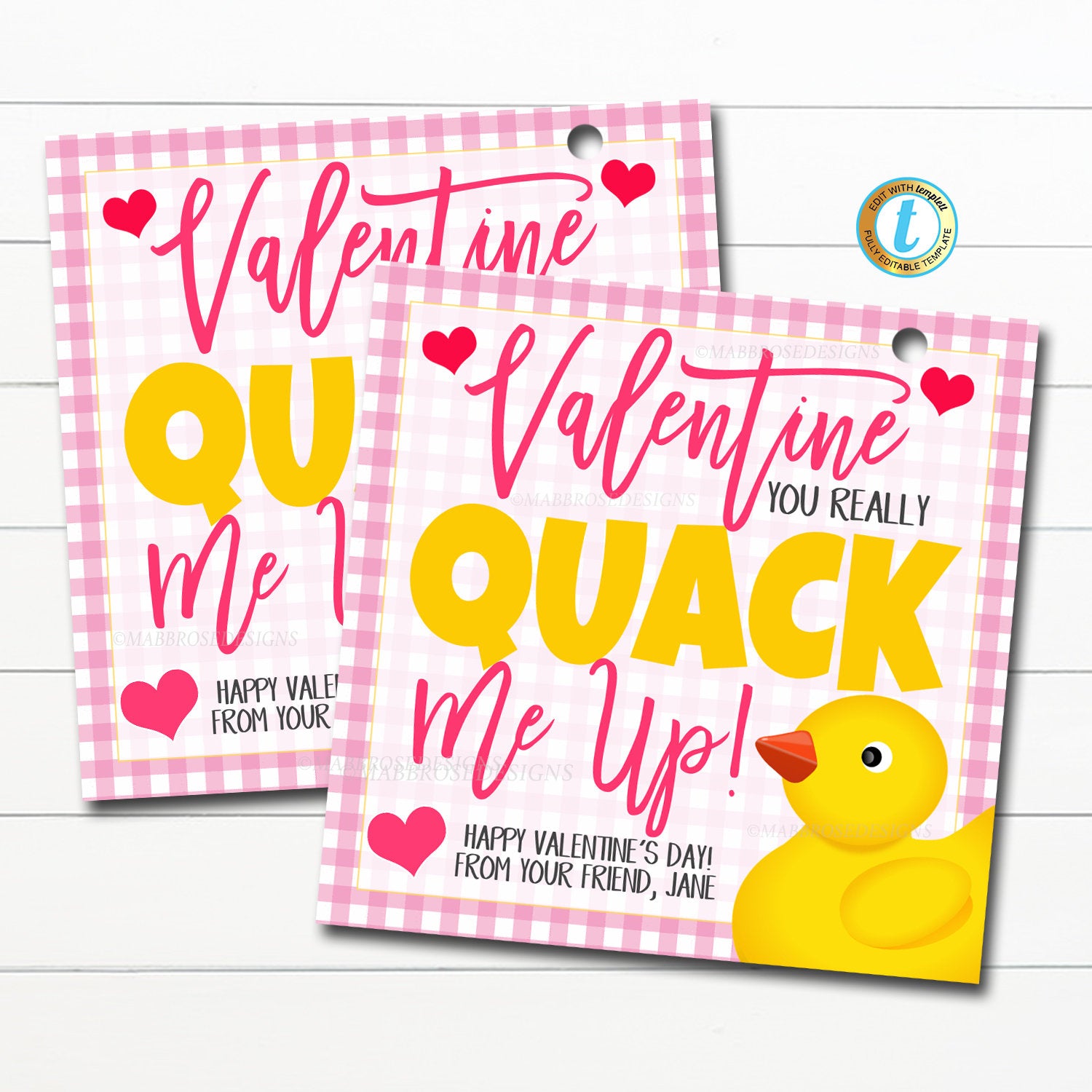 Valentine Rubber Duck Tags - Templett Shop