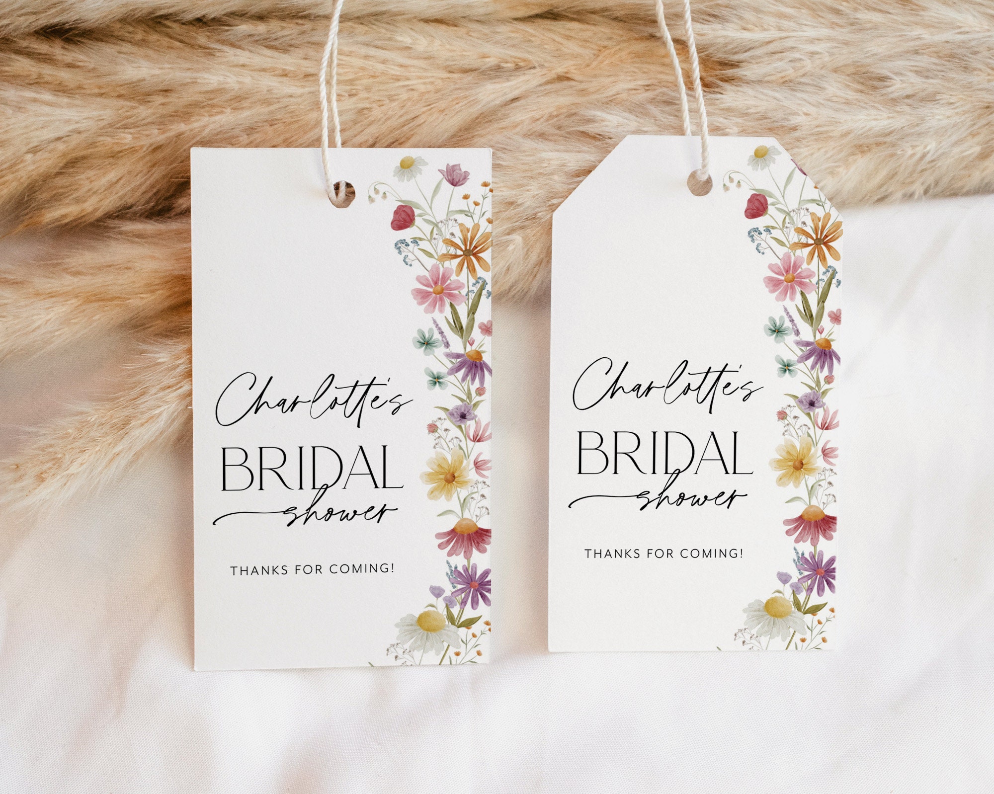 Wildflower Bridal Shower Favor Tag, Thank You Tag, Favour Tag, Gift Tag ...