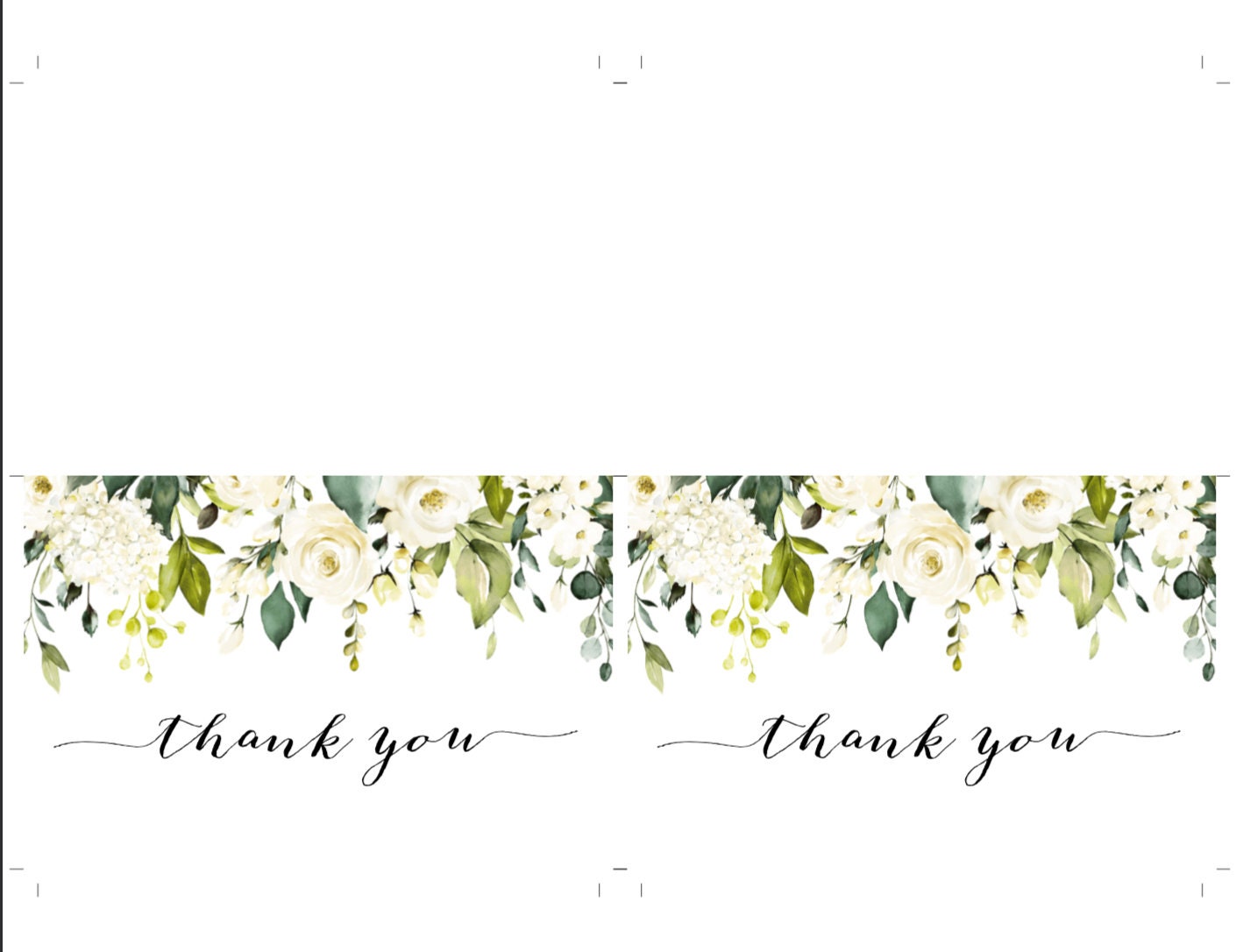 White Floral Funeral Folding Thank You Card Template, Greenery Thank ...