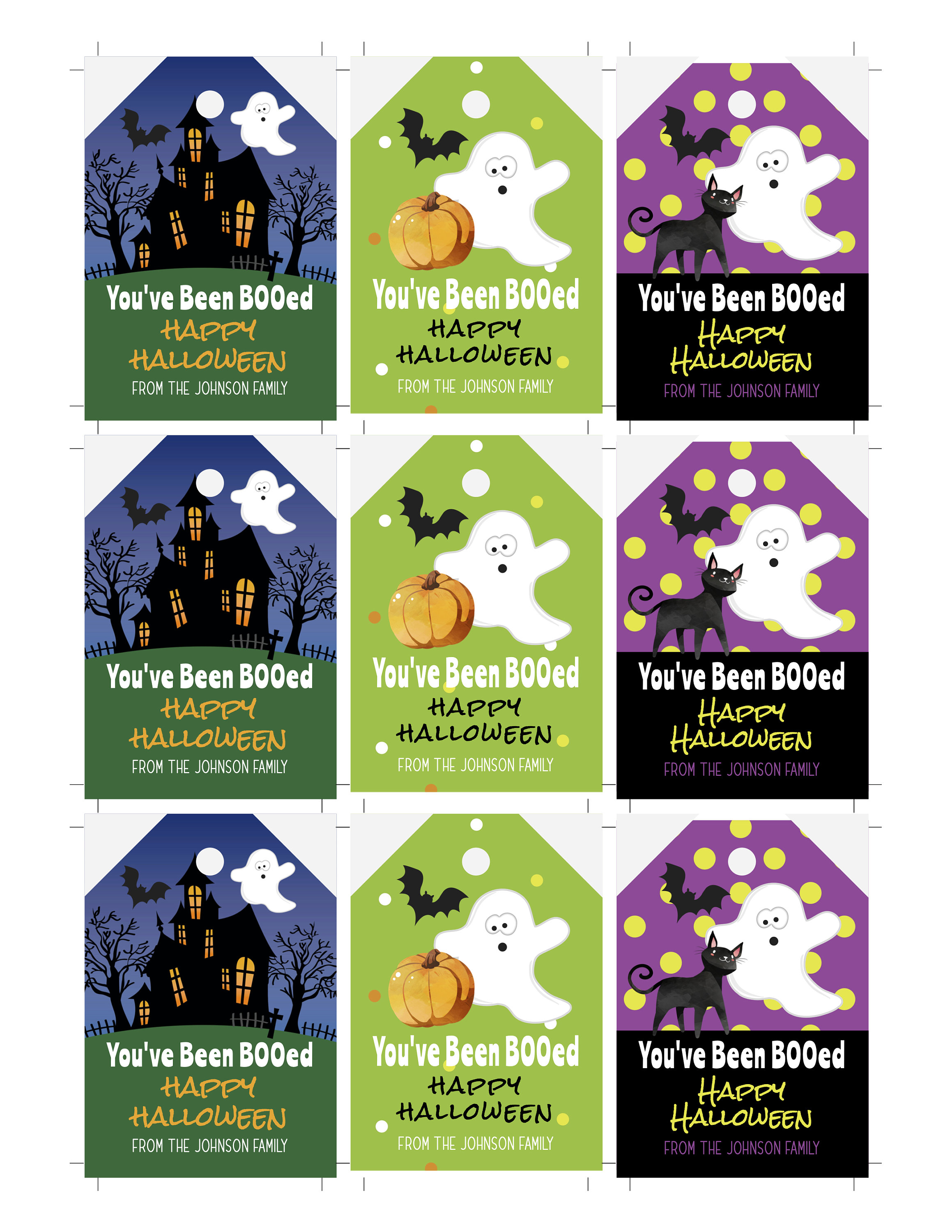 You've Been Booed Halloween Gift Tag Template Set of 3, Halloween Favor ...