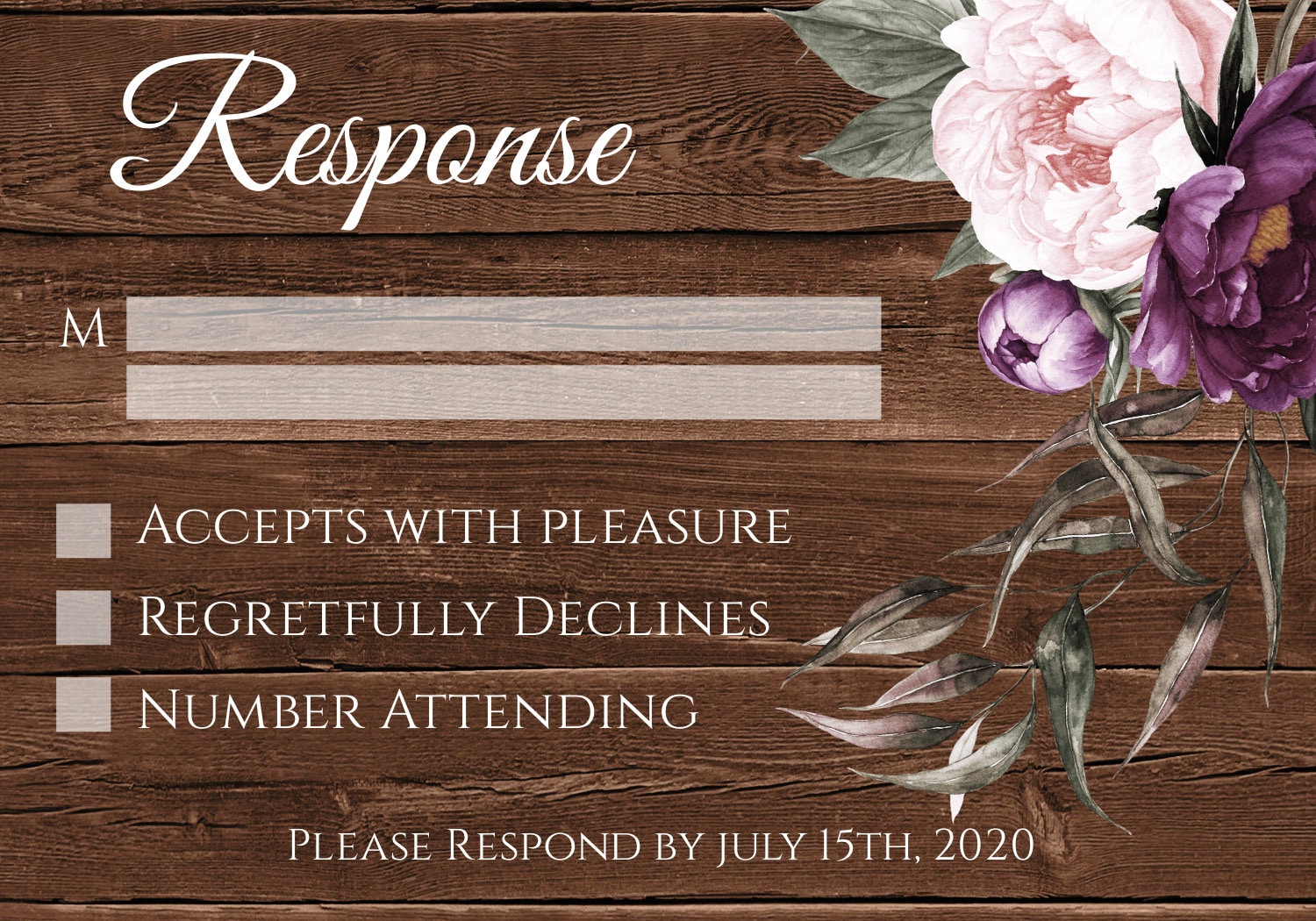 Rustic Wedding Invitation Template Suite, Editable Purple Floral Country  Wedding Invite Set Printable Invitation Kit Try Before You Buy WBRP -  Templett Shop, image size:1500x1050
