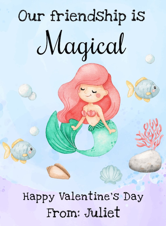Mermaid Valentines Day Card Template, Mermaid Valentines Cards for Kids ...
