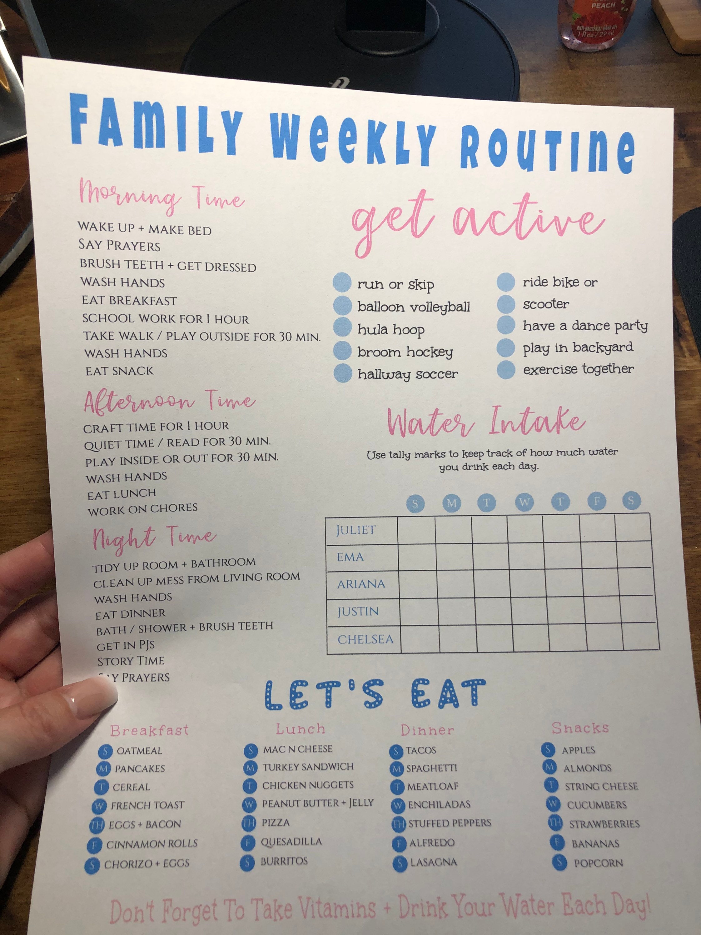 Family Weekly Routine Template, Editable Weekly Planner Printable Daily ...