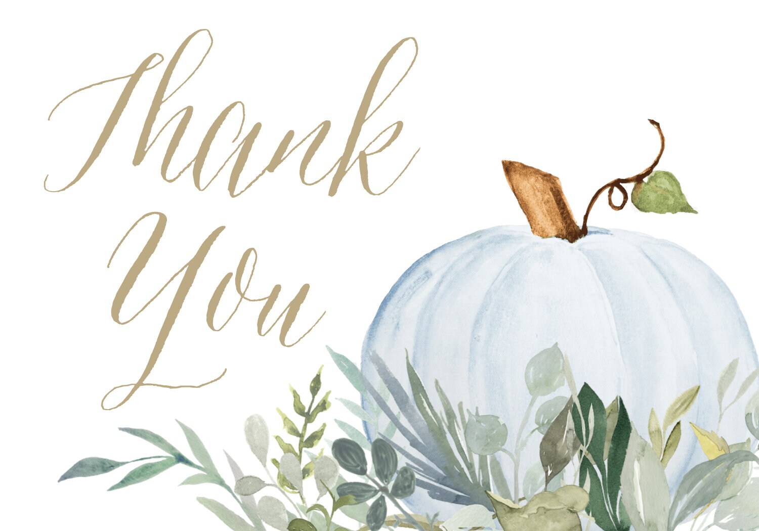 Blue Pumpkin Folding Thank You Card Template, Fall Baby Shower Thank ...