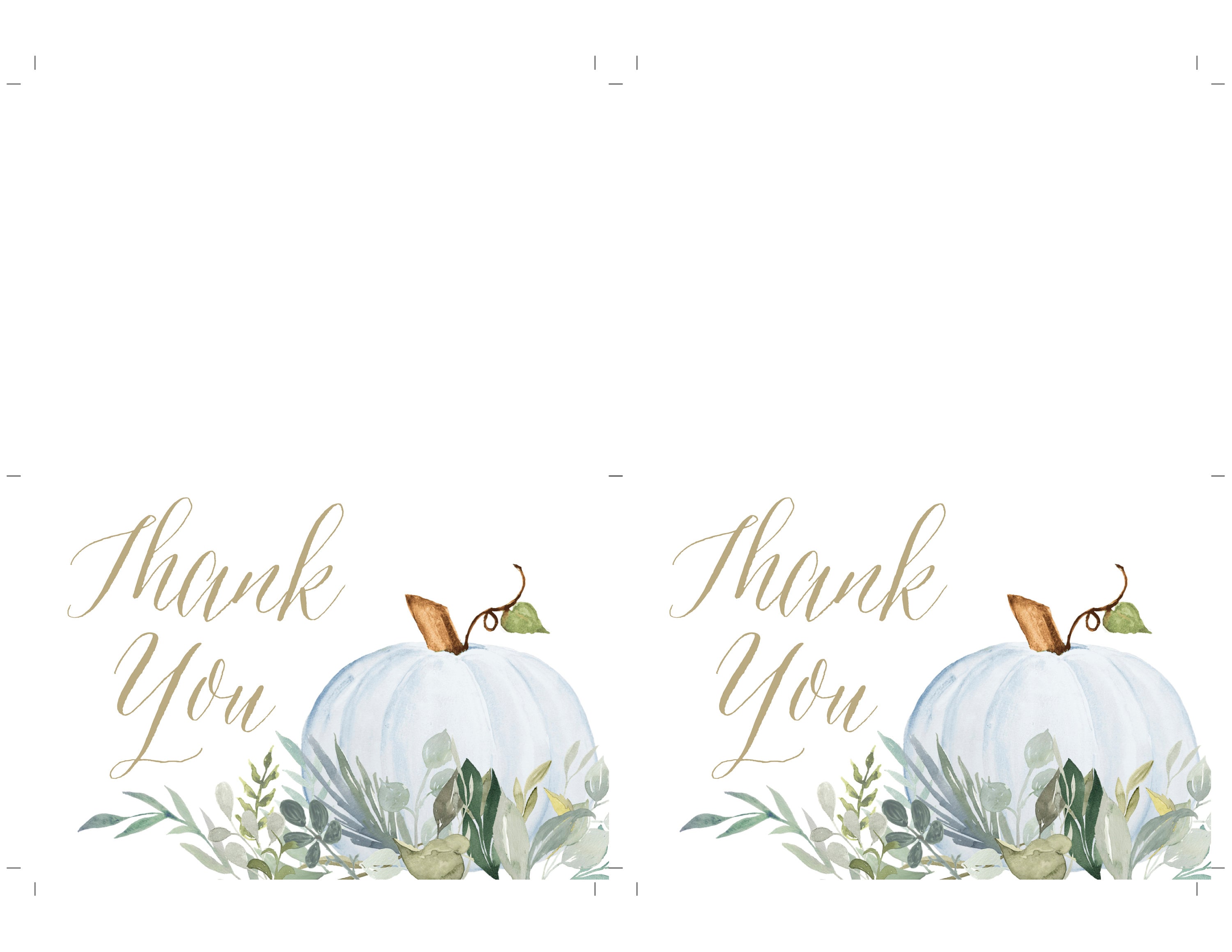 Blue Pumpkin Folding Thank You Card Template, Fall Baby Shower Thank ...