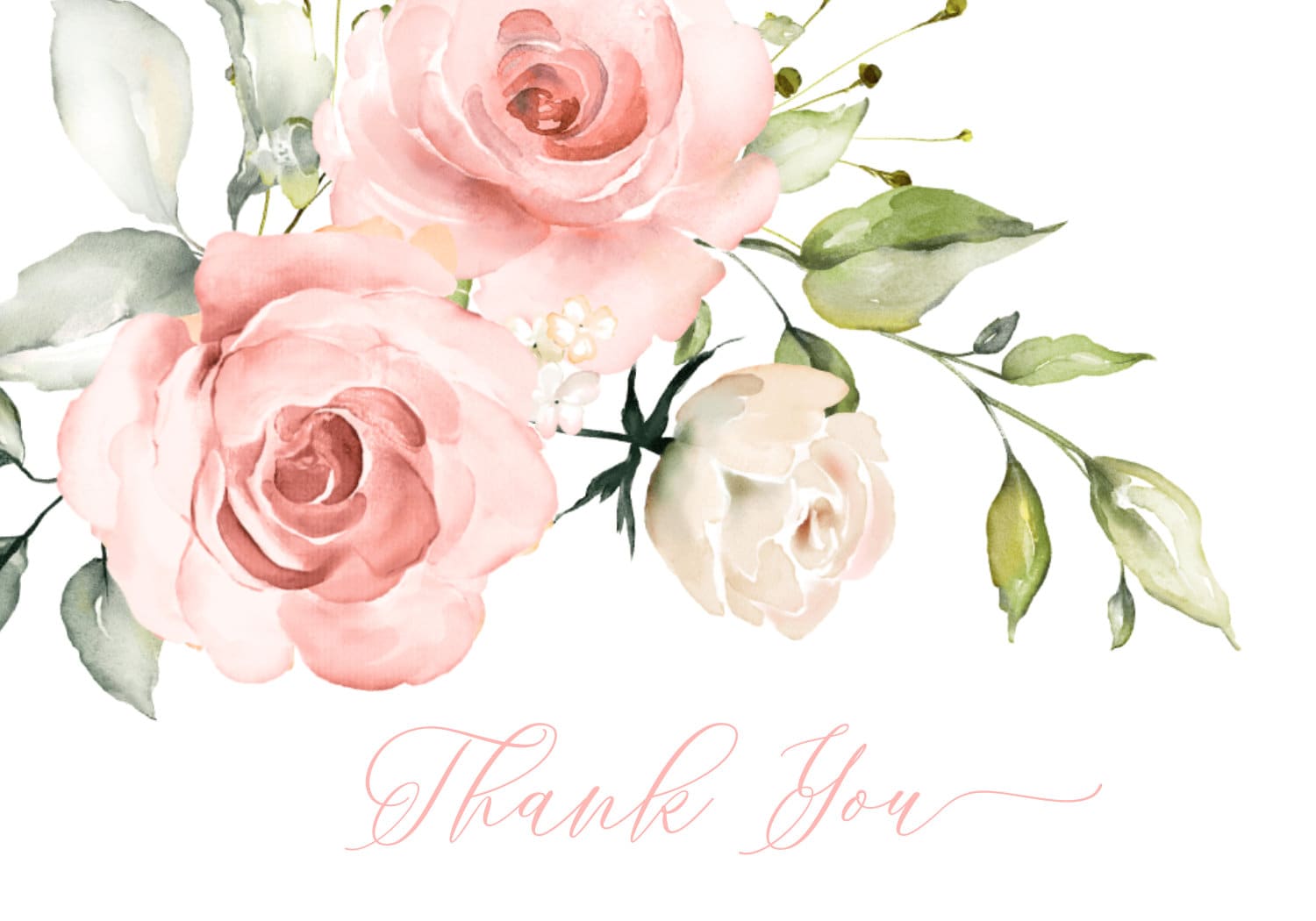 Pink Floral Thank You Card Template for Girl, Editable Folding Card ...