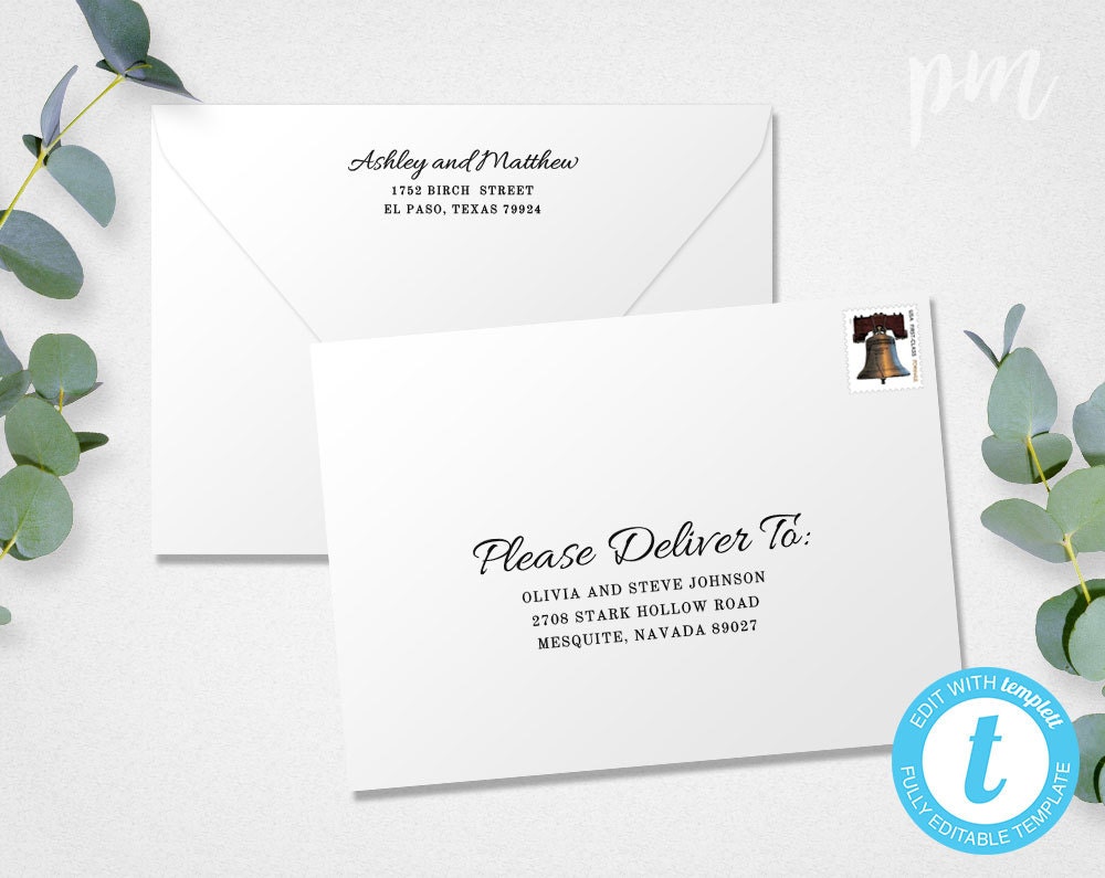 A7 + A1 Wedding Envelope Template, DIY Wedding Address Envelope, Printable Address  Envelope Template, Printable Envelope, Instant Download - Templett Shop, image size:1000x795