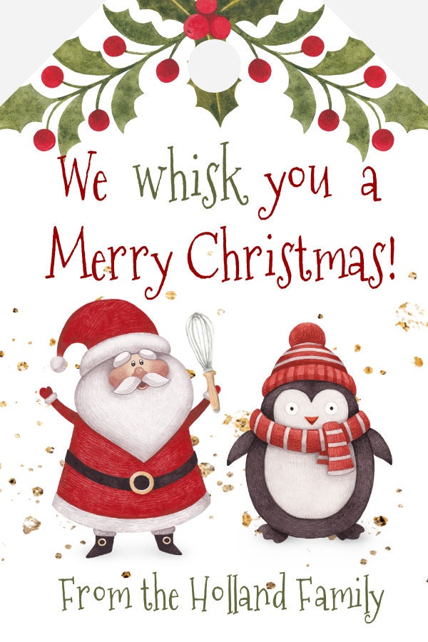 We Whisk You A Merry Christmas Favor Tag Template, Baked Gift Tag