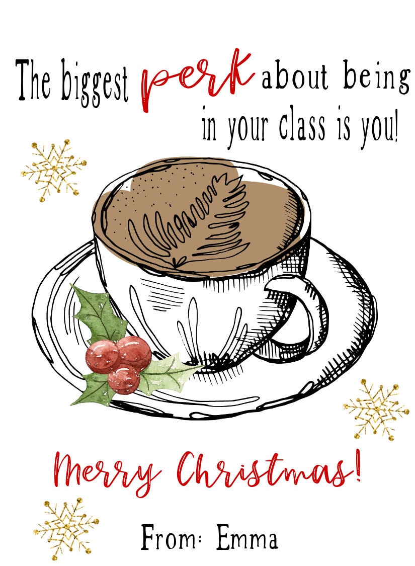 Teacher Gift Tag Template for Christmas Appreciation Gift Tag Coffee ...