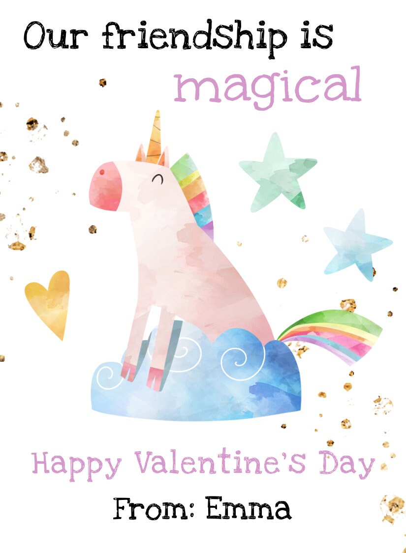 Unicorn Valentines Day Card Template, Unicorn Valentines Cards for Kids ...