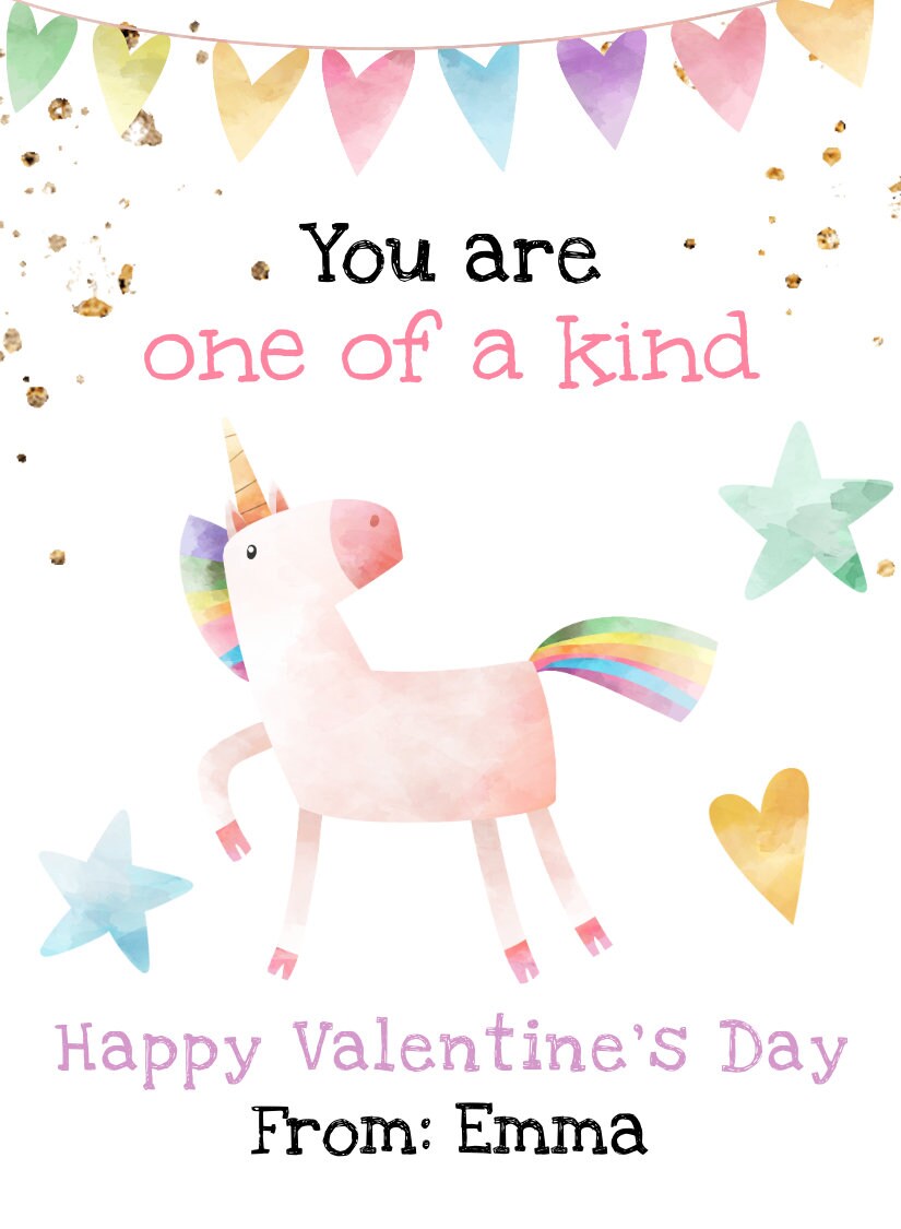 Unicorn Valentines Day Card Template, Unicorn Valentines Cards for Kids ...