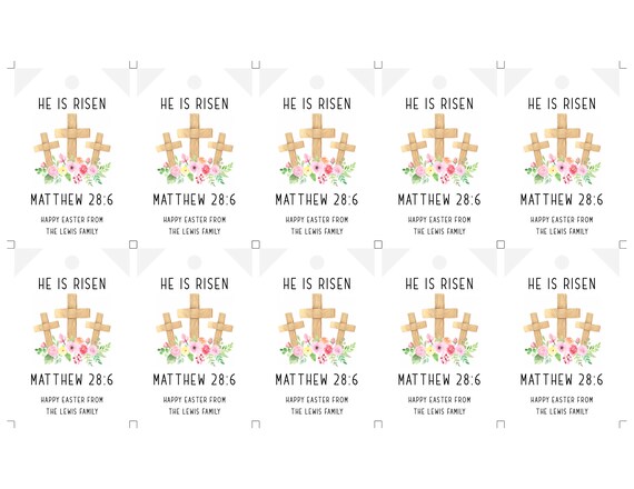 He is Risen Easter Tag Template, Christian Church Tag Personalized ...