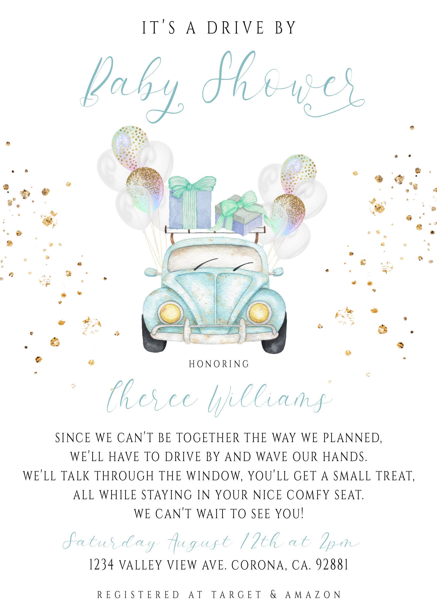 Blue Drive By Baby Shower Parade Invitation Template, Editable Drive ...