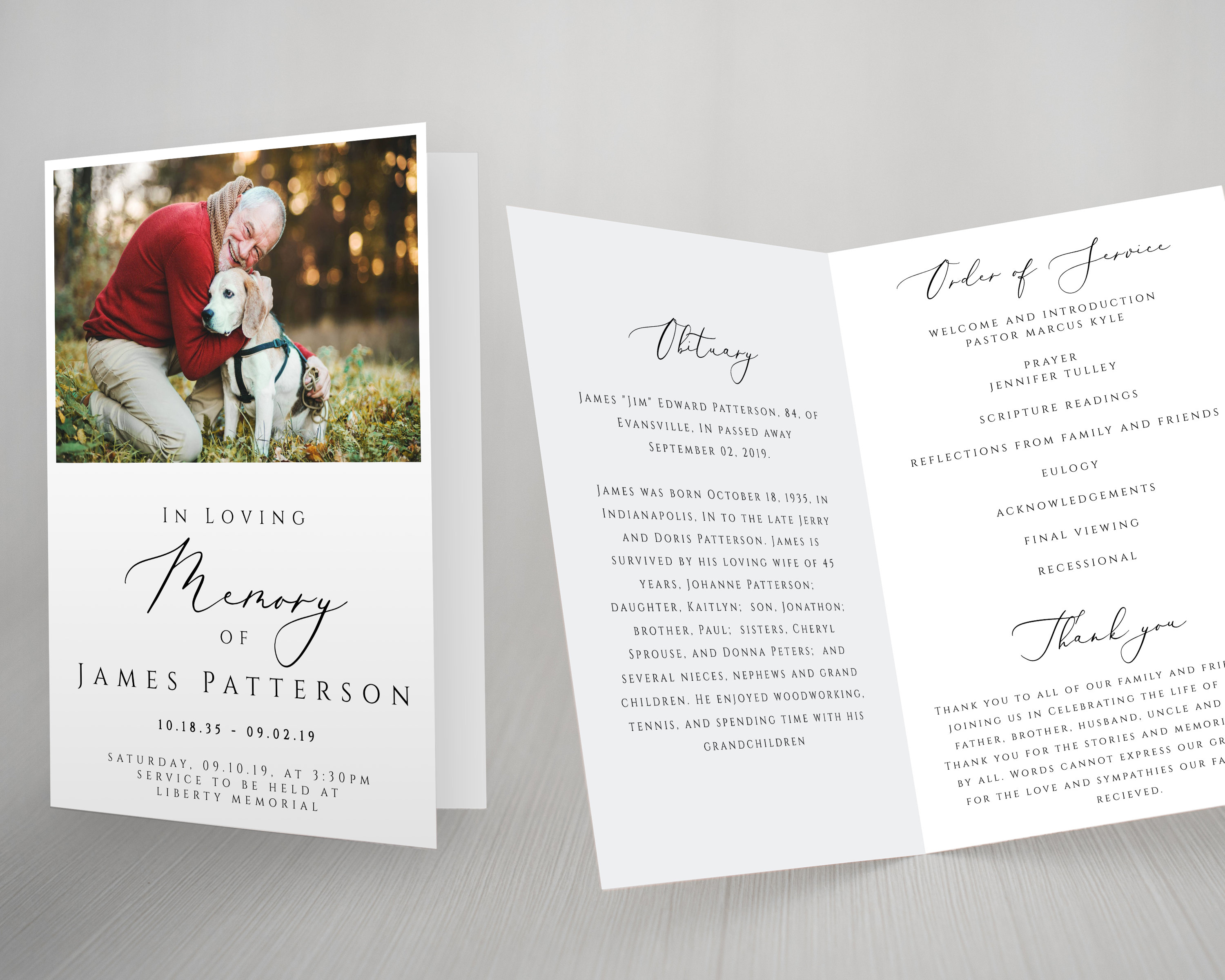 Modern Funeral Programs Examples Modern Funeral Program Template - Templett Shop