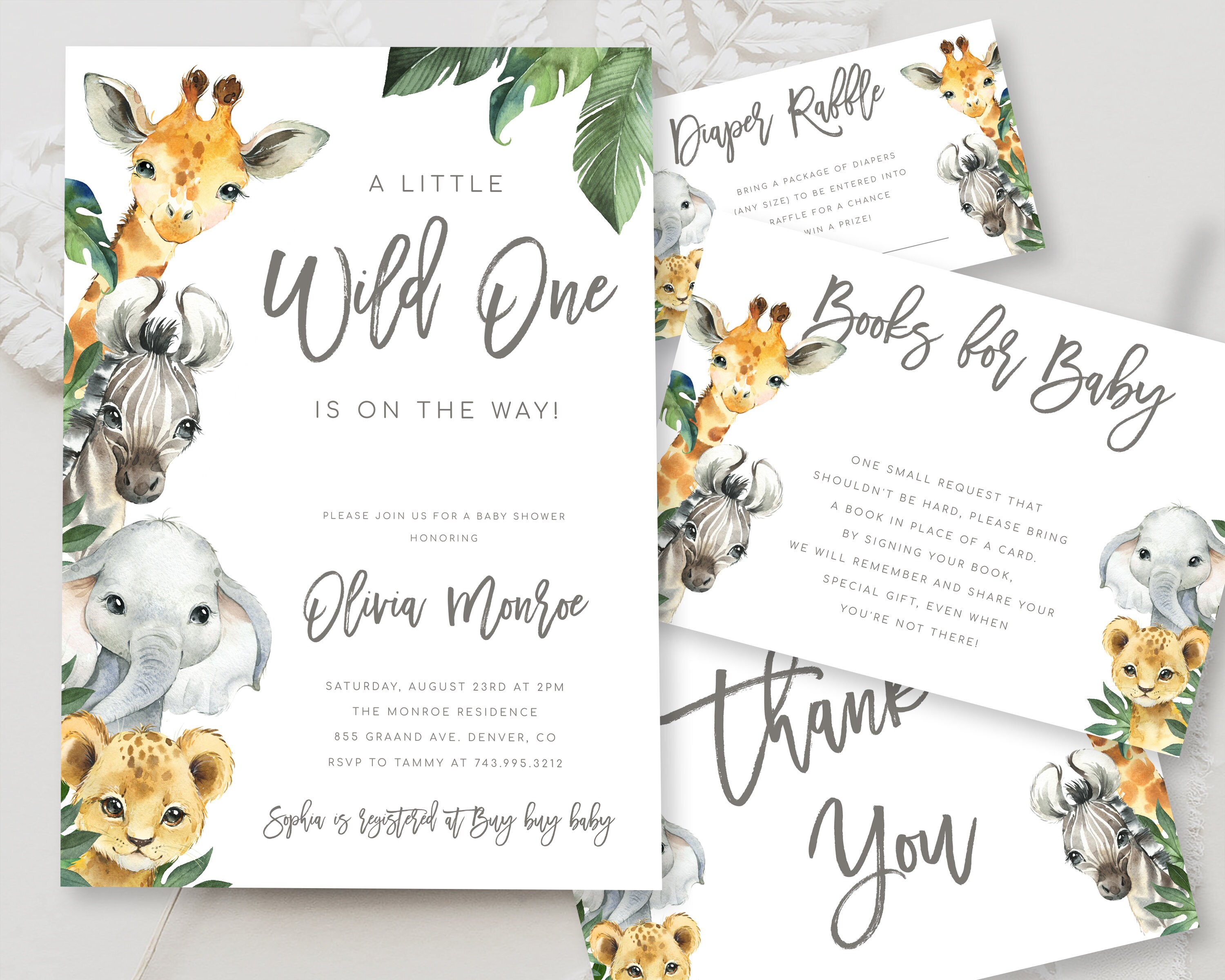 Editable Safari Baby Shower Invitation Printable A Wild One is on the Way Baby  Shower Template Safari Baby Shower Invite BB06 - Templett Shop, image size:3000x2400