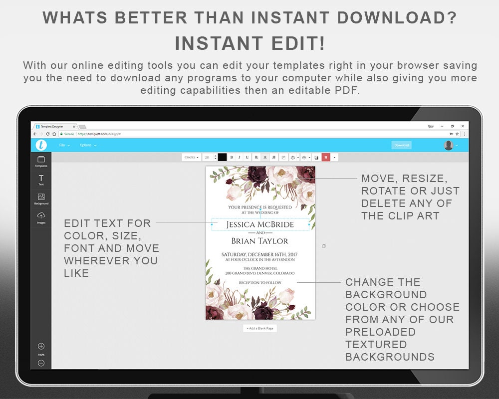 Rustic Wedding Invitation Template Rustic Country Wedding Template Instant  Download Printable Invitation Rustic Invitation Wedding Template - Templett  Shop, image size:1000x800