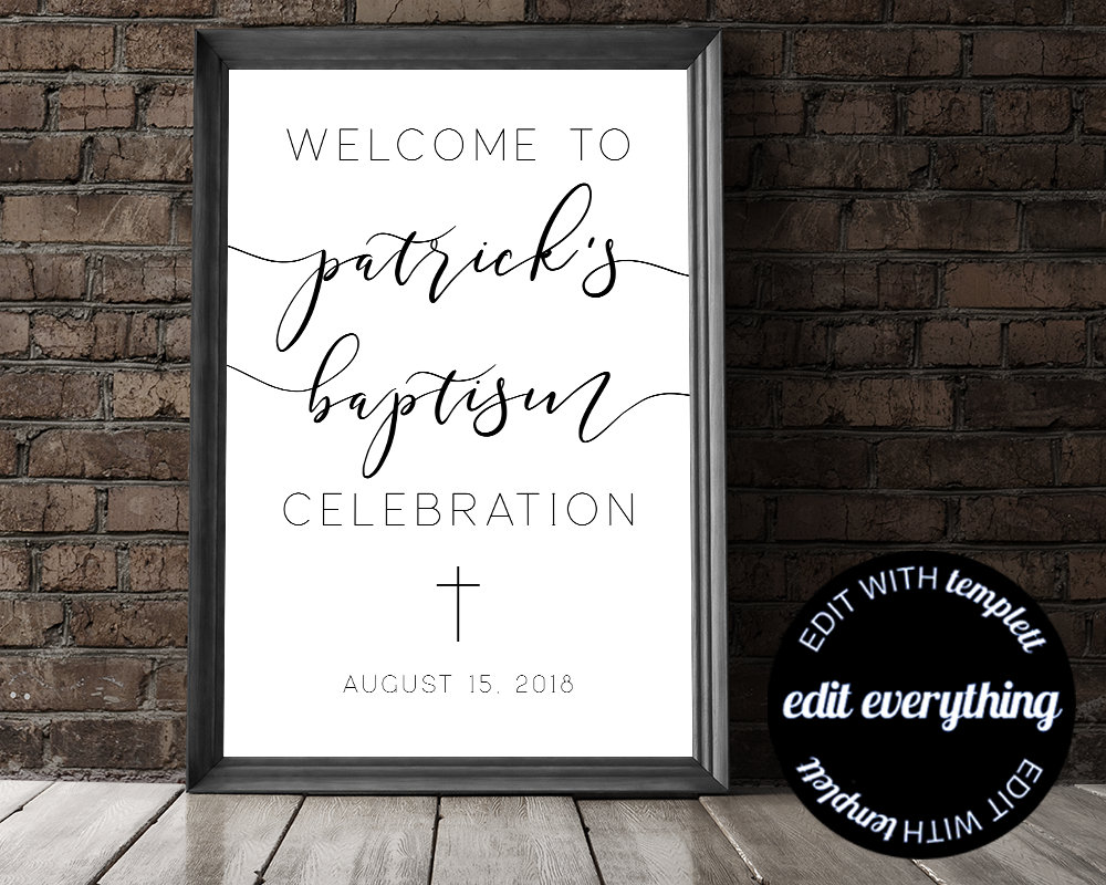 Baptism Welcome Sign Baptism Celebration Christening Welcome Sign ...