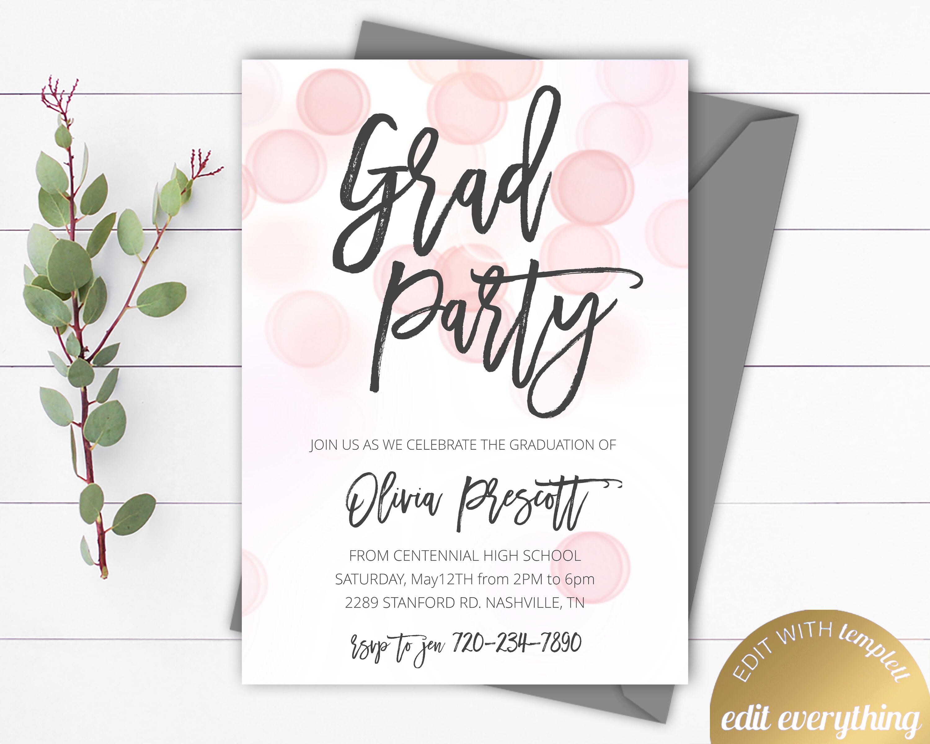 Editable Graduation Party Invitation Template Grad Party Invitation ...