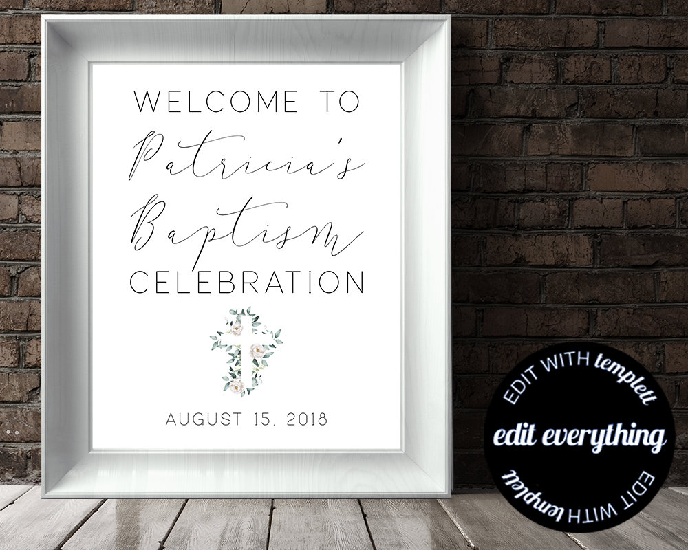 Baptism Welcome Sign Baptism Celebration Christening Welcome Sign ...