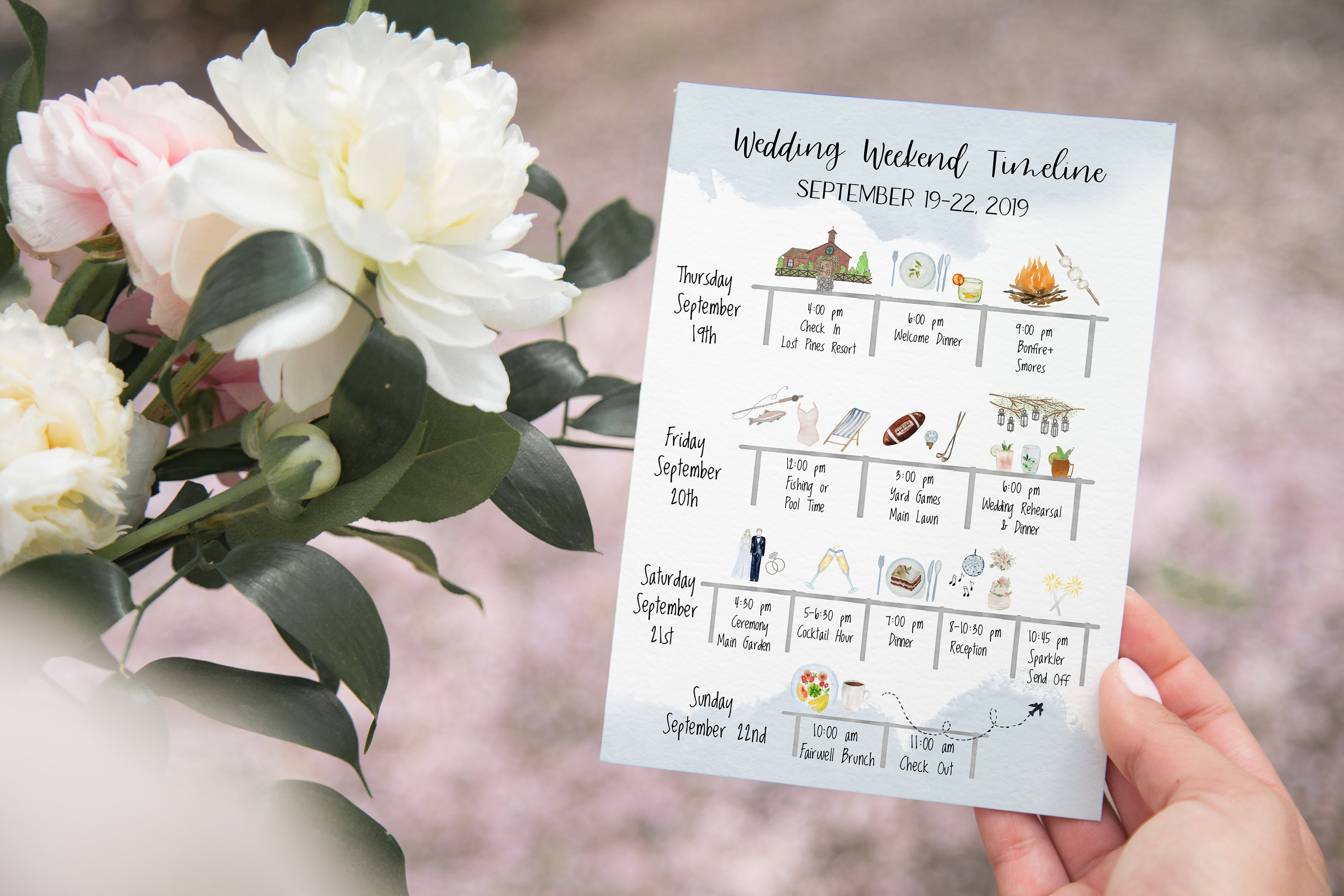 Wedding Weekend Timeline Template, Printable Editable Wedding Itinerary ...