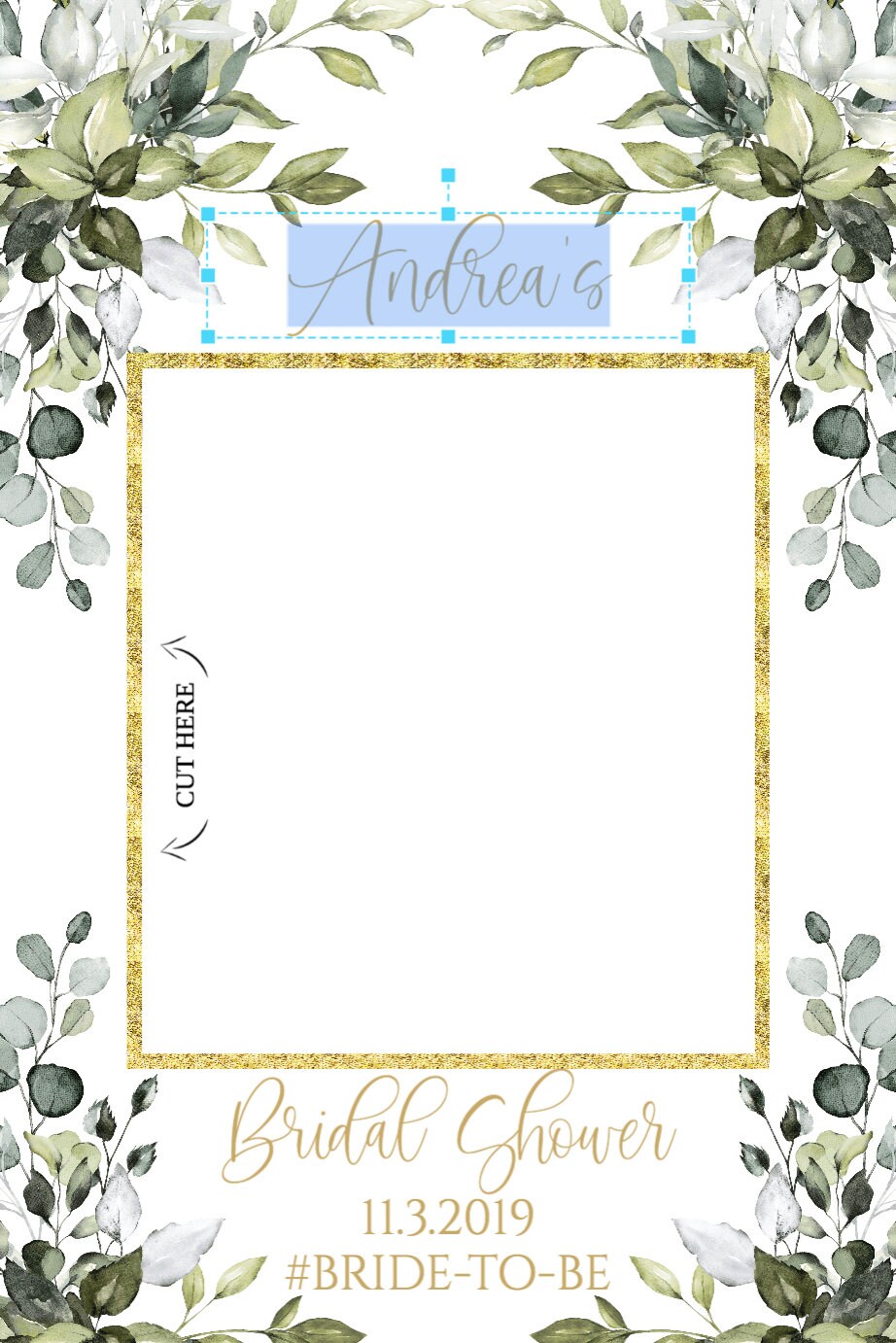 Photo Prop Frame Printable, Boho Greenery Bridal Shower Photo Booth ...