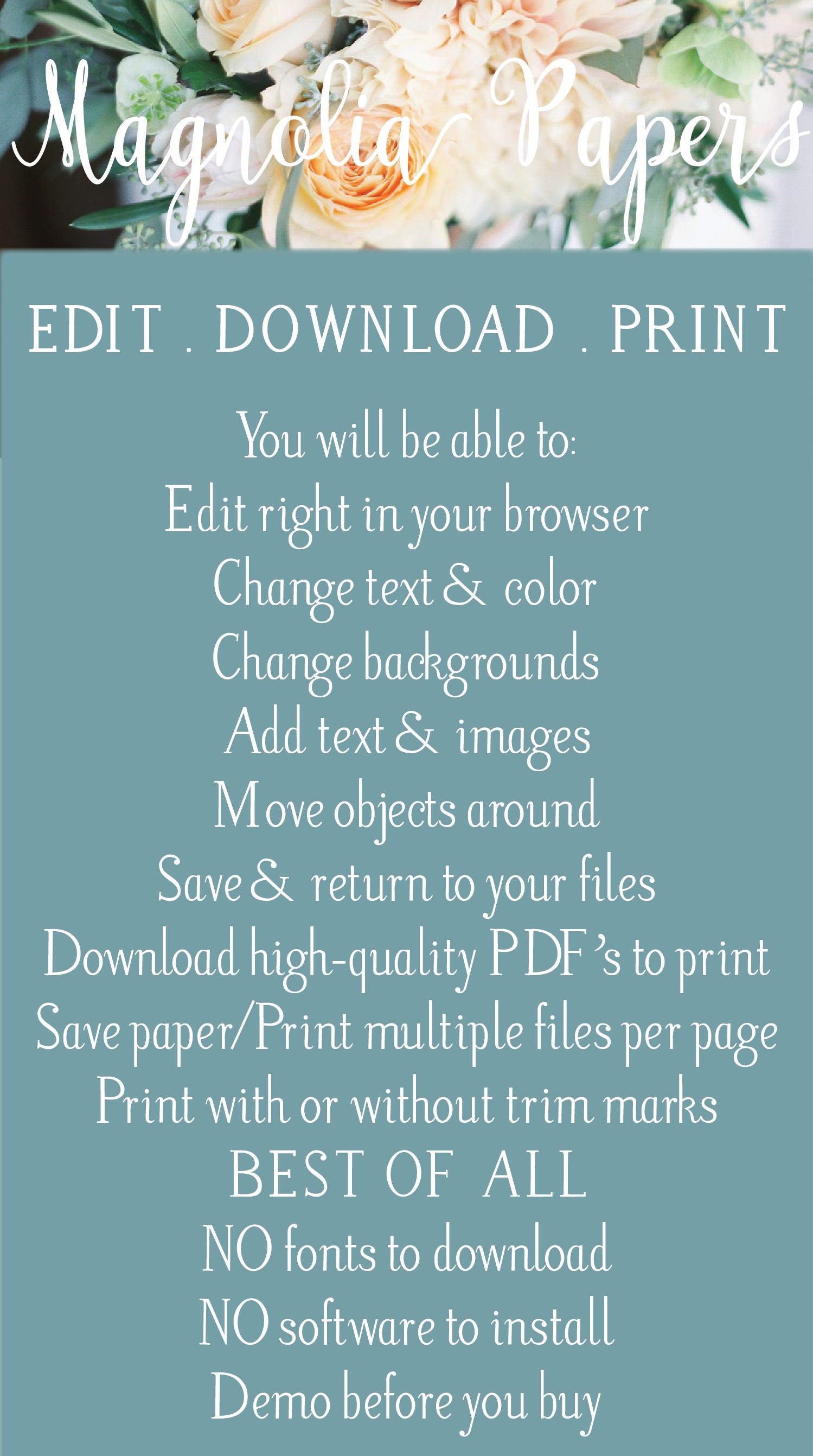 Wedding Invitation Template Printable / Editable DIY Floral