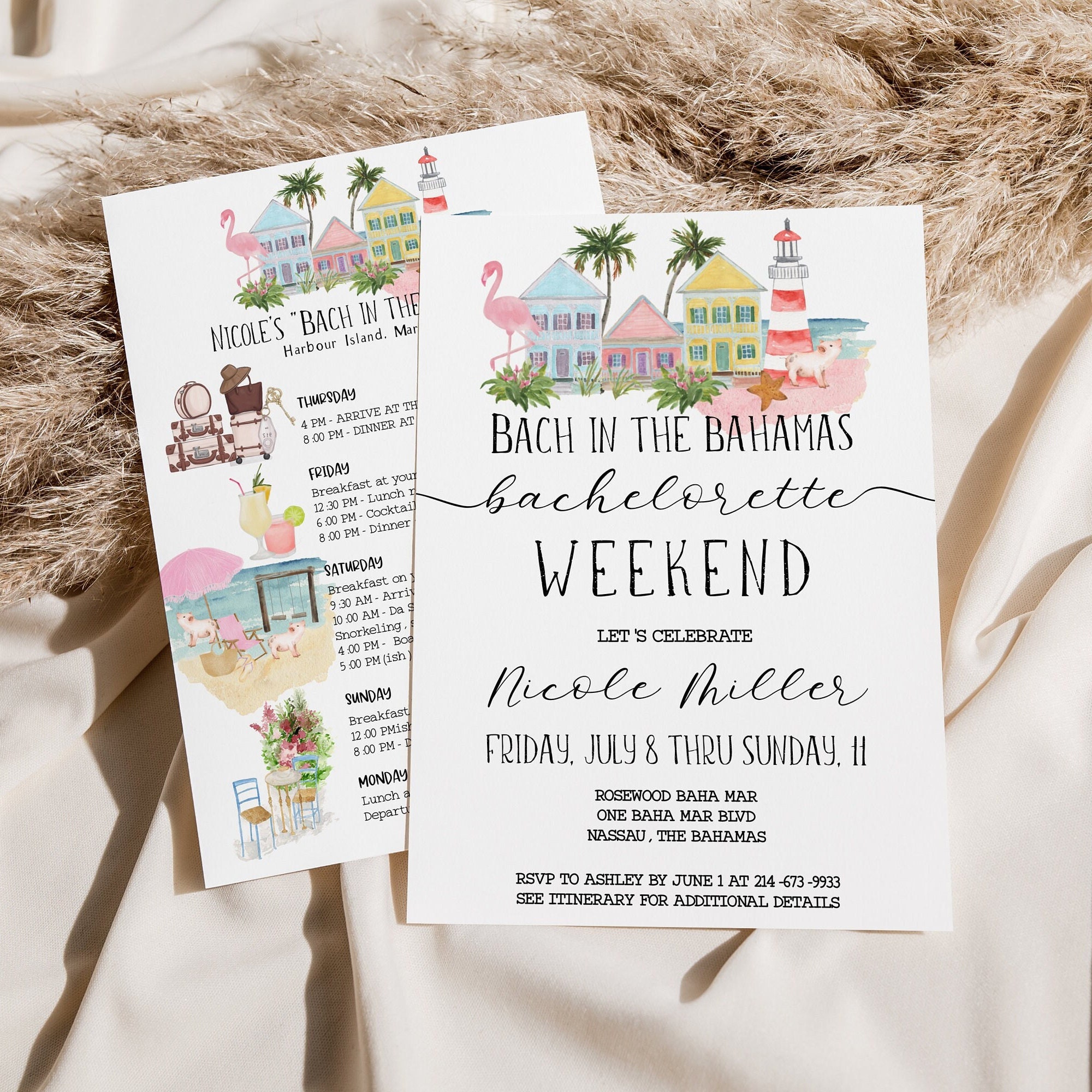 Bahamas Bachelorette Weekend Itinerary + Invite Template, Editable Hen  Party Itinerary, South Beach Girls Weekend Schedule, Bach Text/Print -  Templett Shop, image size:2000x2000