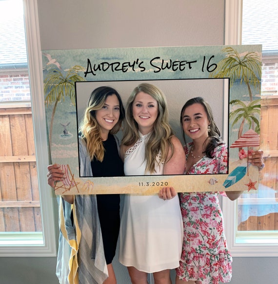 princess polly baby blue dress Beach Theme Photo Prop Frame Printable Template, Sweet 16 Photo Booth  Frame, Tropical Photo Prop, Birthday Photo Prop, Bachelorette Weekend