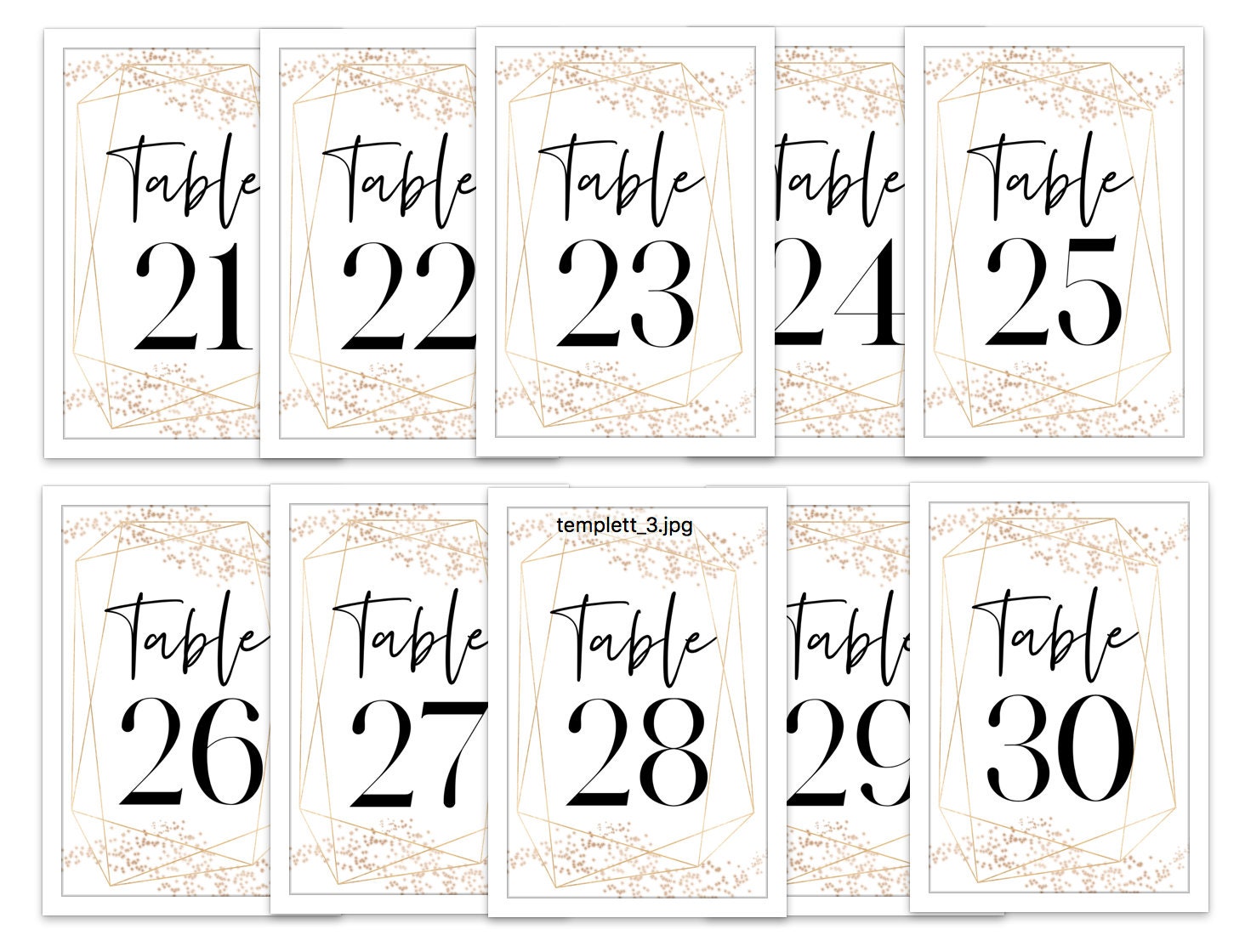 Geometric Gold Table Numbers Template, Geometric Table Numbers ...