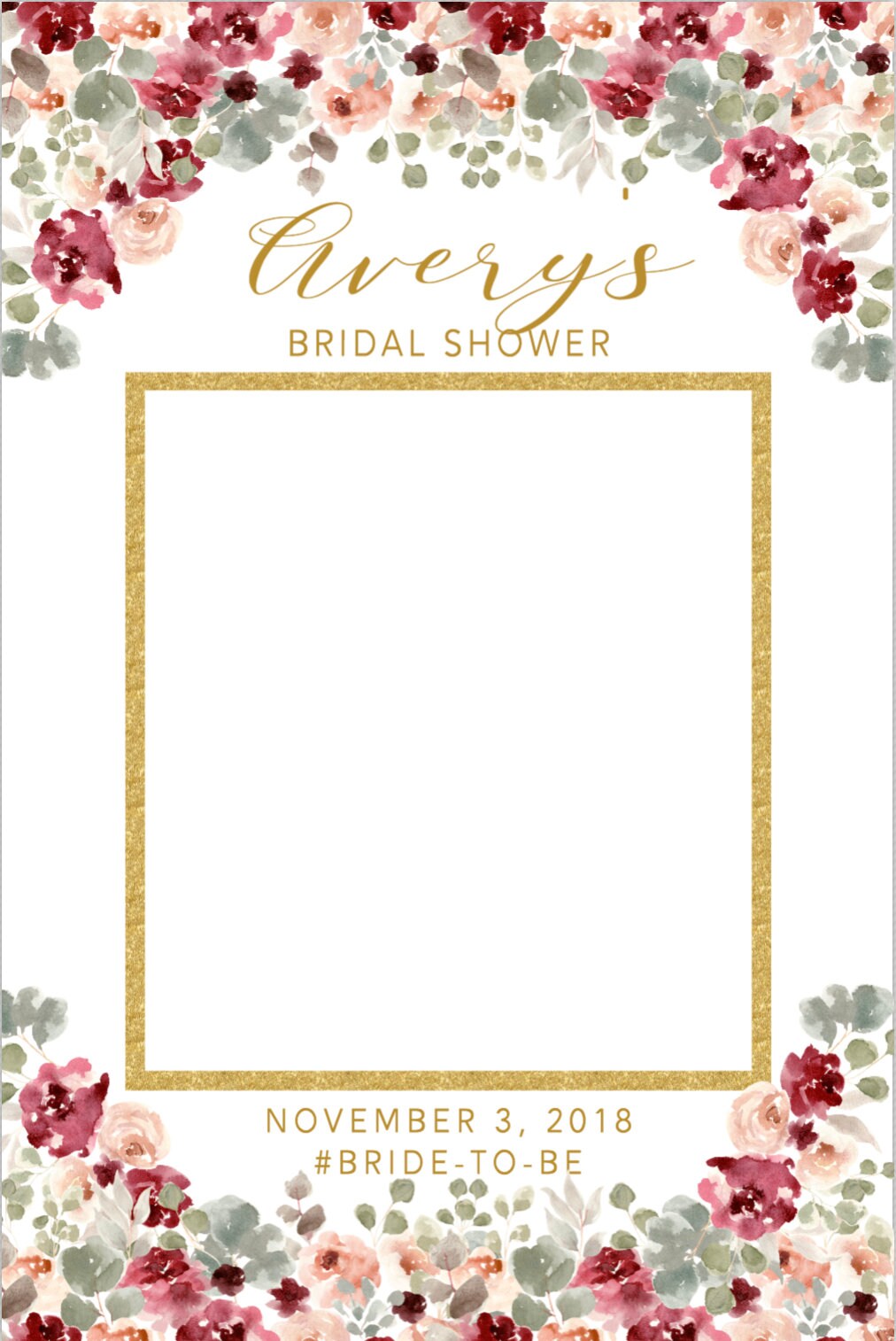 Photo Prop Frame Printable, Bridal Shower Photo Prop Frame Template ...
