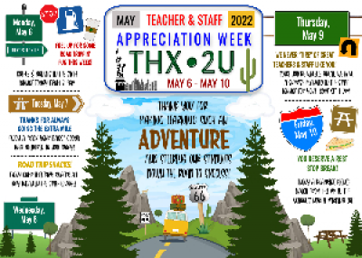Road Trip Themed Teacher Appreciation Week Itinerary Poster - Templett Shop