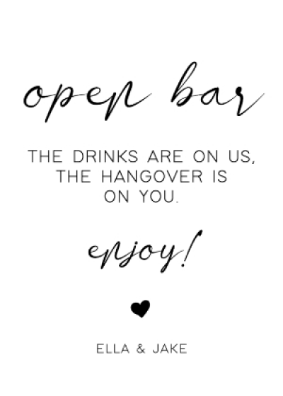 Open Bar Sign Printable Template, Modern Minimalist Bridal Shower Sign ...