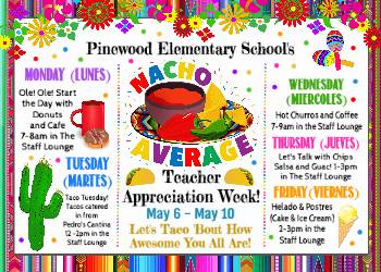 Nacho Average Teacher Appreciation Week Itinerary Poster - Templett Shop