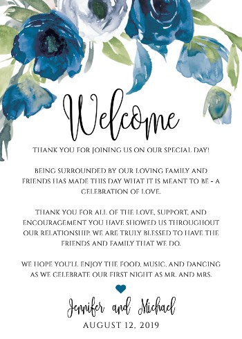 Blue Floral Wedding Itinerary Template Download, Printable Itinerary ...