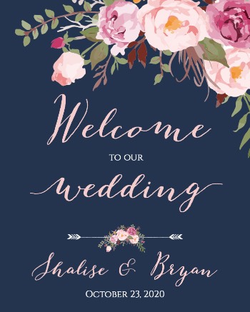 Blue + Pink Wedding Welcome Sign Template, Printable Sign, Welcome ...