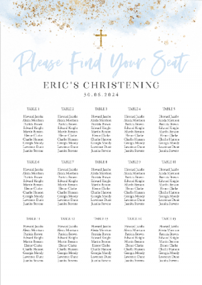 Seating Chart, Christening Seating Chart, Baptism Seating Chart ...
